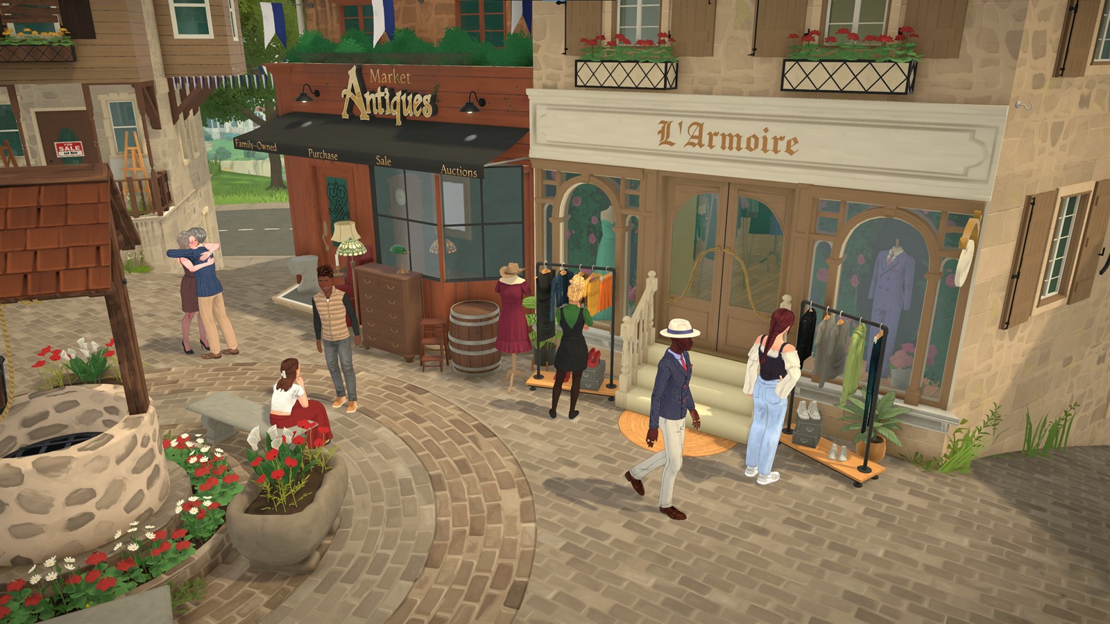 Parafolks gathered outside the Armoire clothing shop