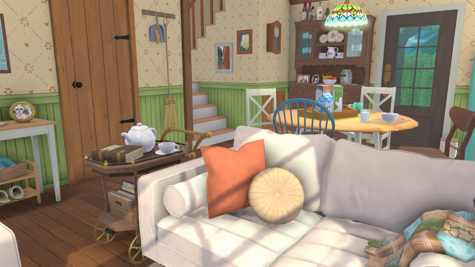 Warm furnished living room built with Paralives objects