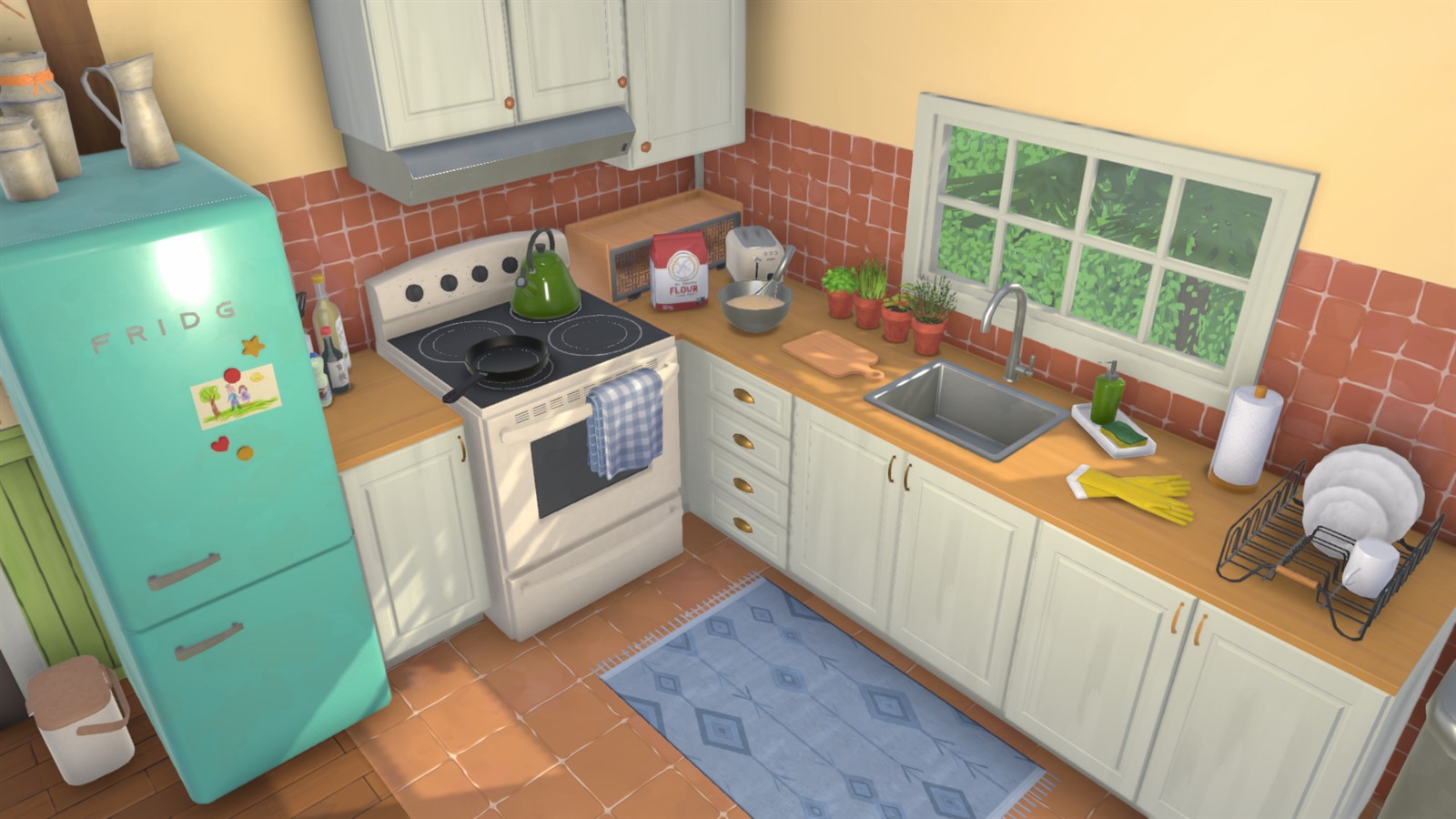 Functional kitchen created in Paralives Build Mode