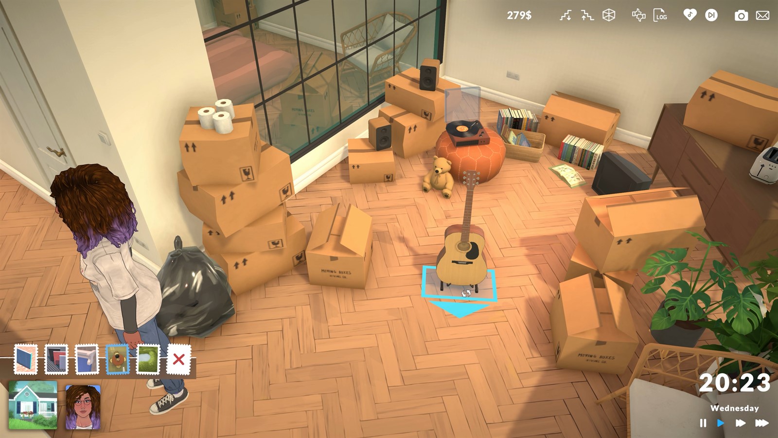 A Parafolk moving boxes with object placement controls visible