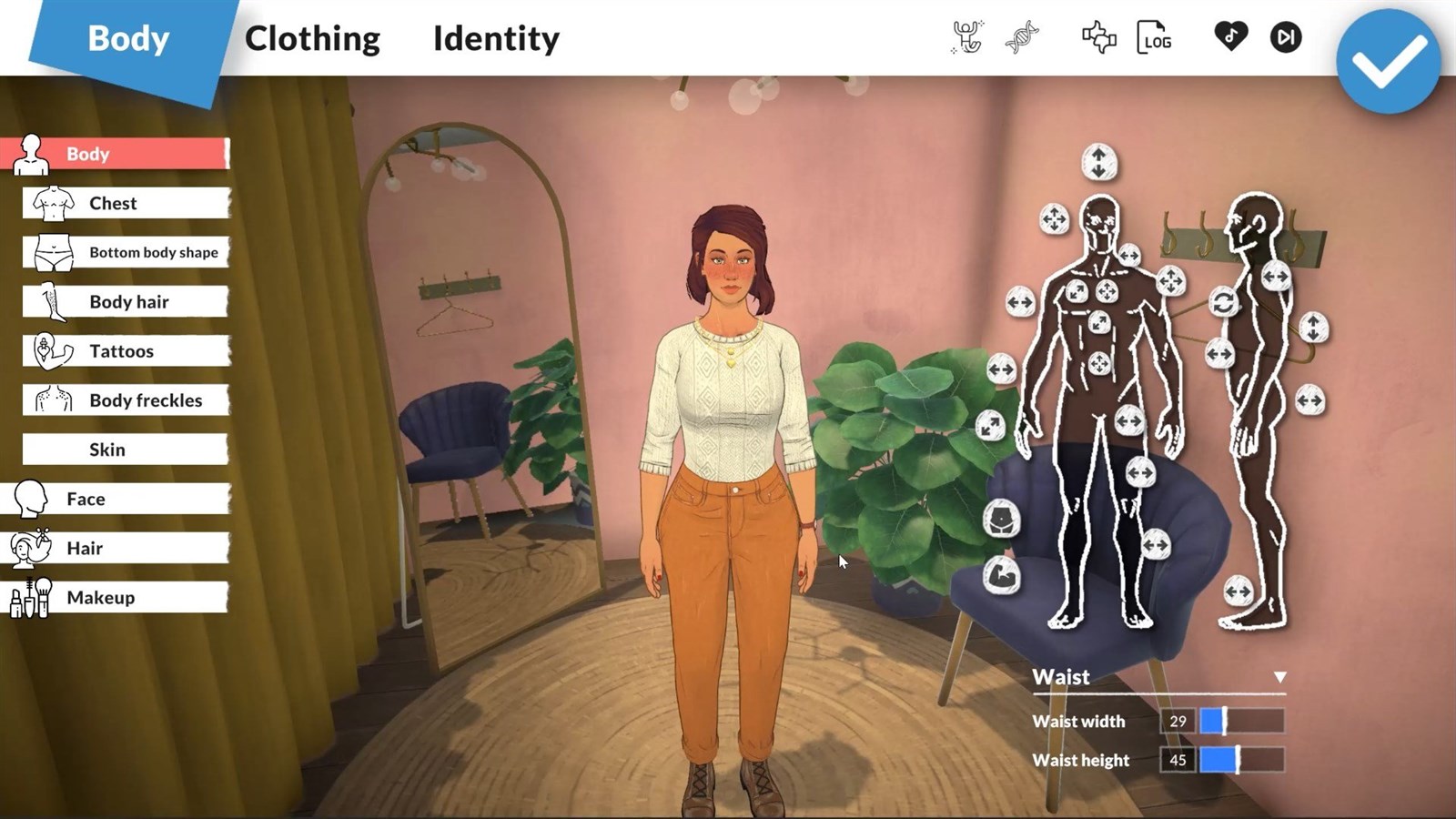 Paramaker body customization with adjustable proportions and height controls