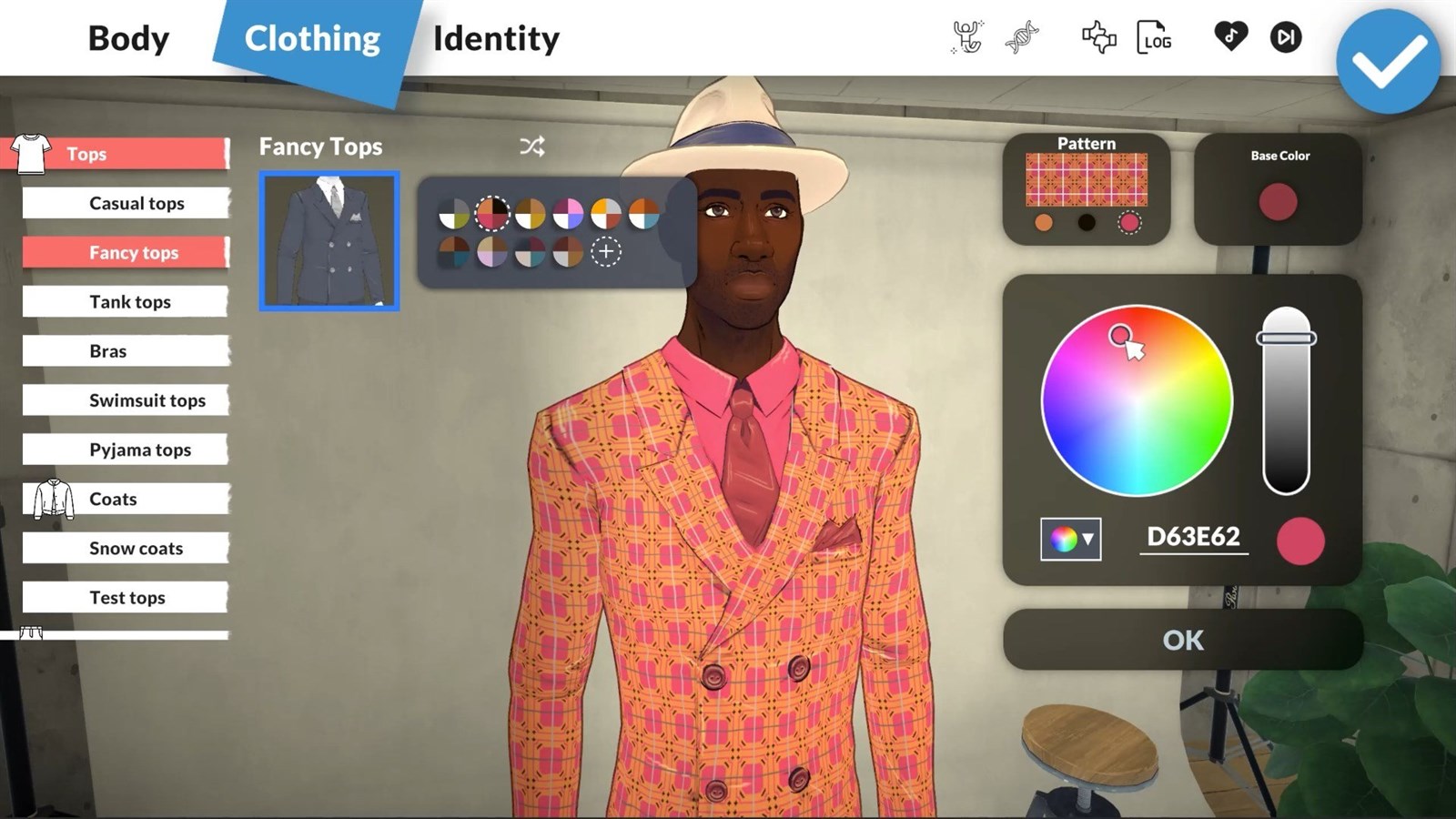Paramaker clothing pattern and color controls