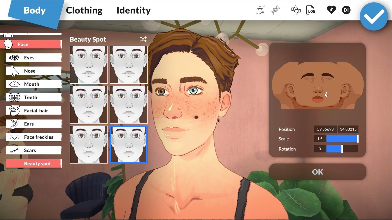 Paramaker facial-feature controls beside a Parafolk face